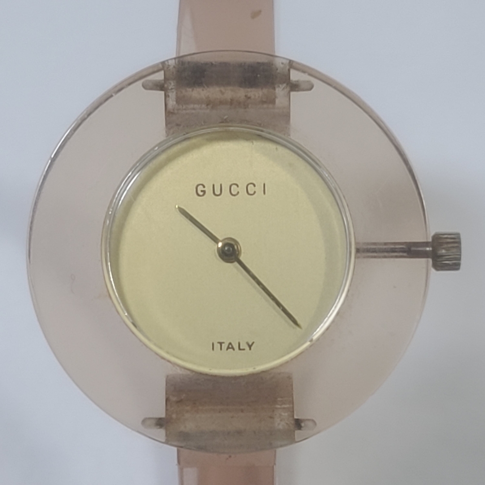 Rare Vintage Gucci Italy Women's Swiss Made Lucite Bangle Manual Wind Up Watch - Picture 2 of 14